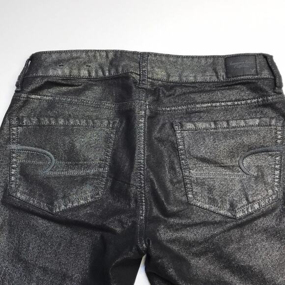 AMERICAN EAGLE Women’s 4 Metallic Black Jegging - Picture 2 of 4